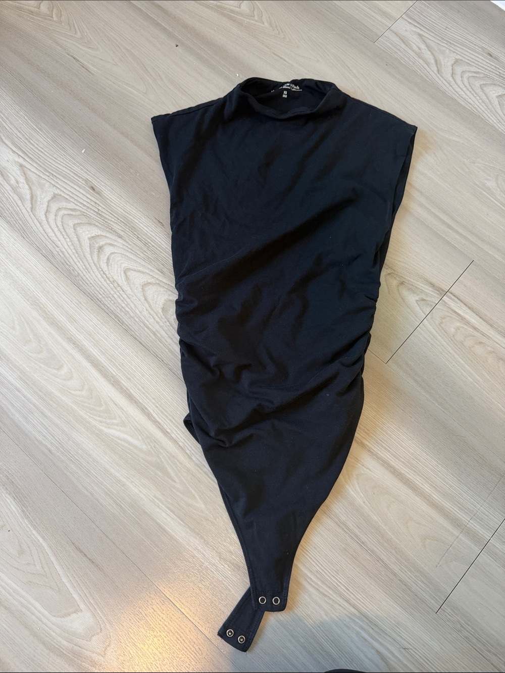 Black Sleeveless Mock Neck Bodysuit Dress